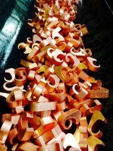 bright dipped copper pieces after plating processing in toronto